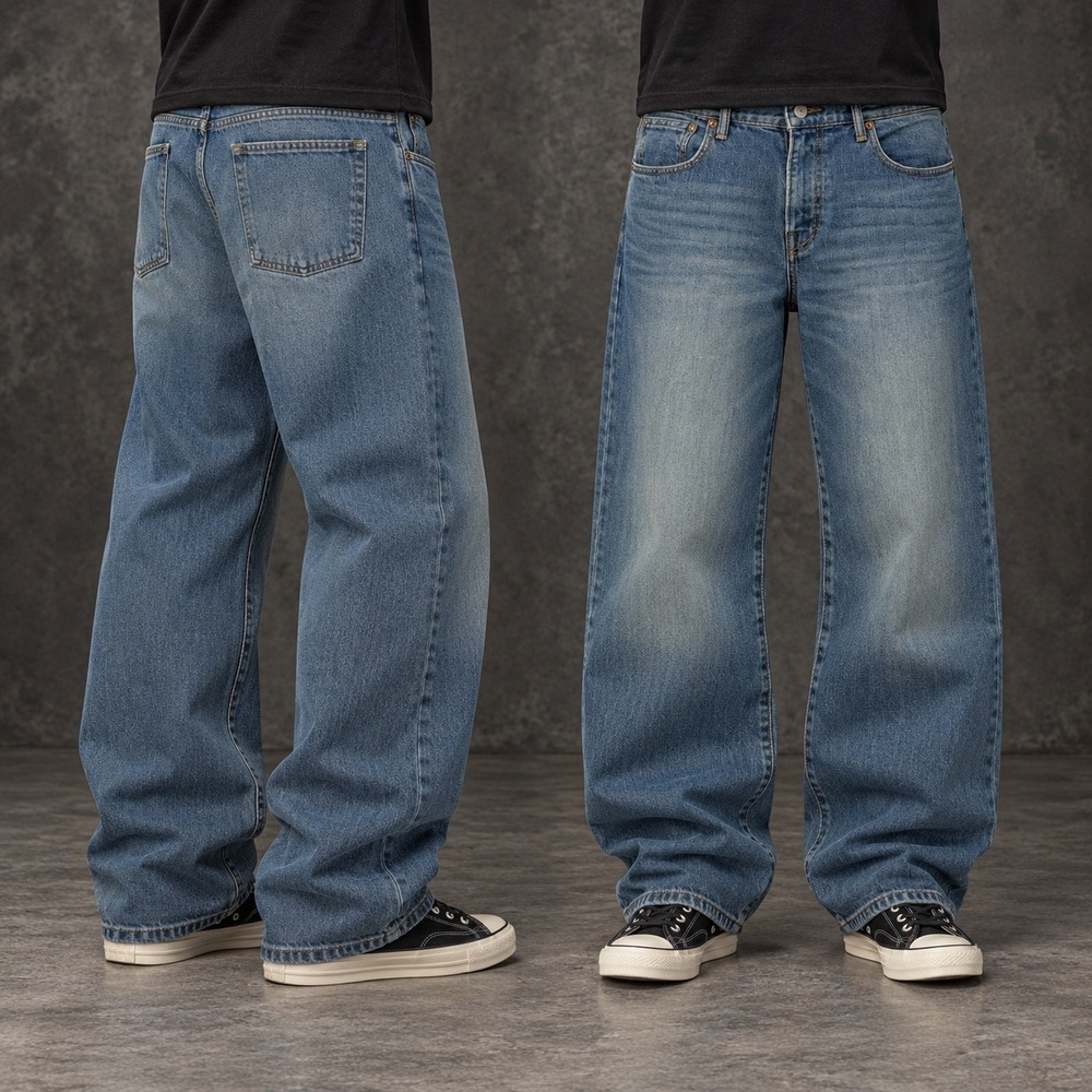2000s Faded Balloon Parachute Wide Leg Jeans (33x32)